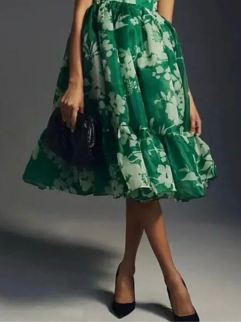 🌿Selkie Skirt Green Floral Puff